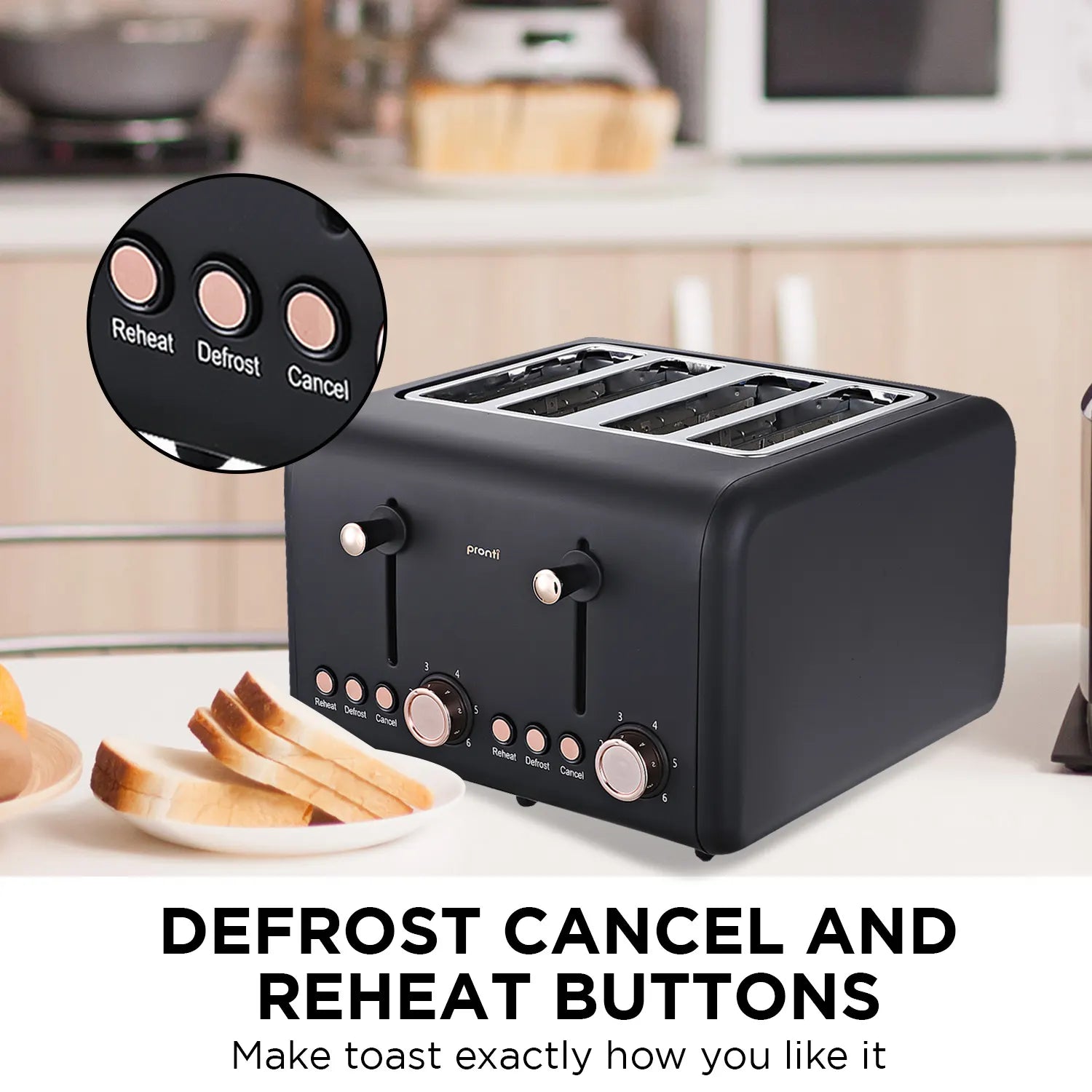 Pronti Rose Trim Collection Toaster & Kettle Bundle - Black - Image 9