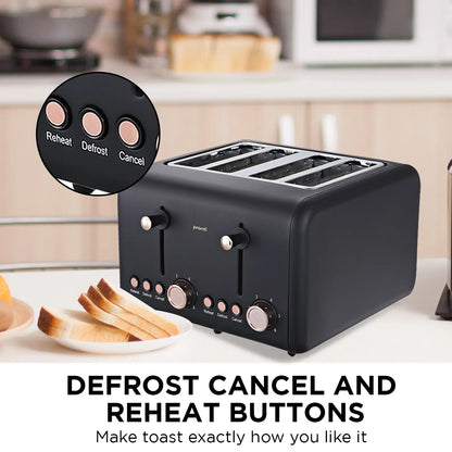 Pronti Rose Trim Collection Toaster & Kettle Bundle - Black - Image 9