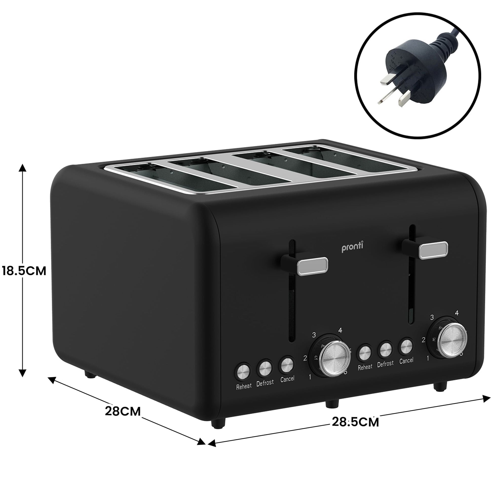 Pronti Silver Noir Collection 4 Slice Toaster and Kettle Bundle - Image 6