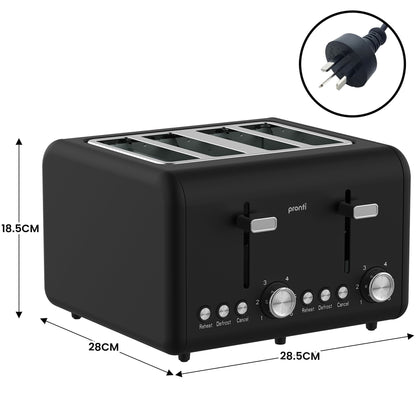Pronti Silver Noir Collection 4 Slice Toaster and Kettle Bundle - Image 6