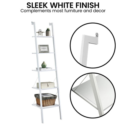 Sarantino Amelia 5-Tier Ladder Shelf in White - Image 9