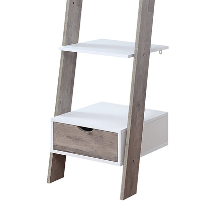 Sarantino Mira 5-tier Ladder Shelf In White And Grey Oak - Image 4