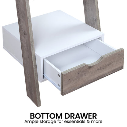 Sarantino Mira 5-tier Ladder Shelf In White And Grey Oak - Image 7