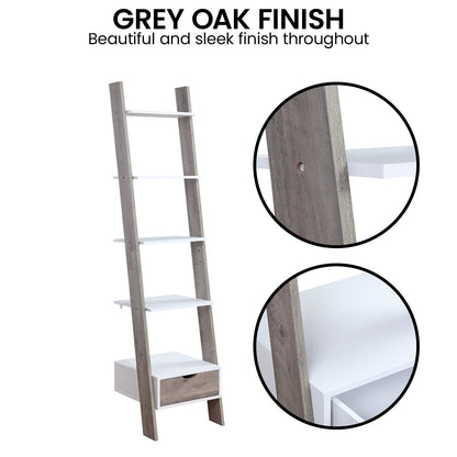 Sarantino Mira 5-tier Ladder Shelf In White And Grey Oak - Image 8