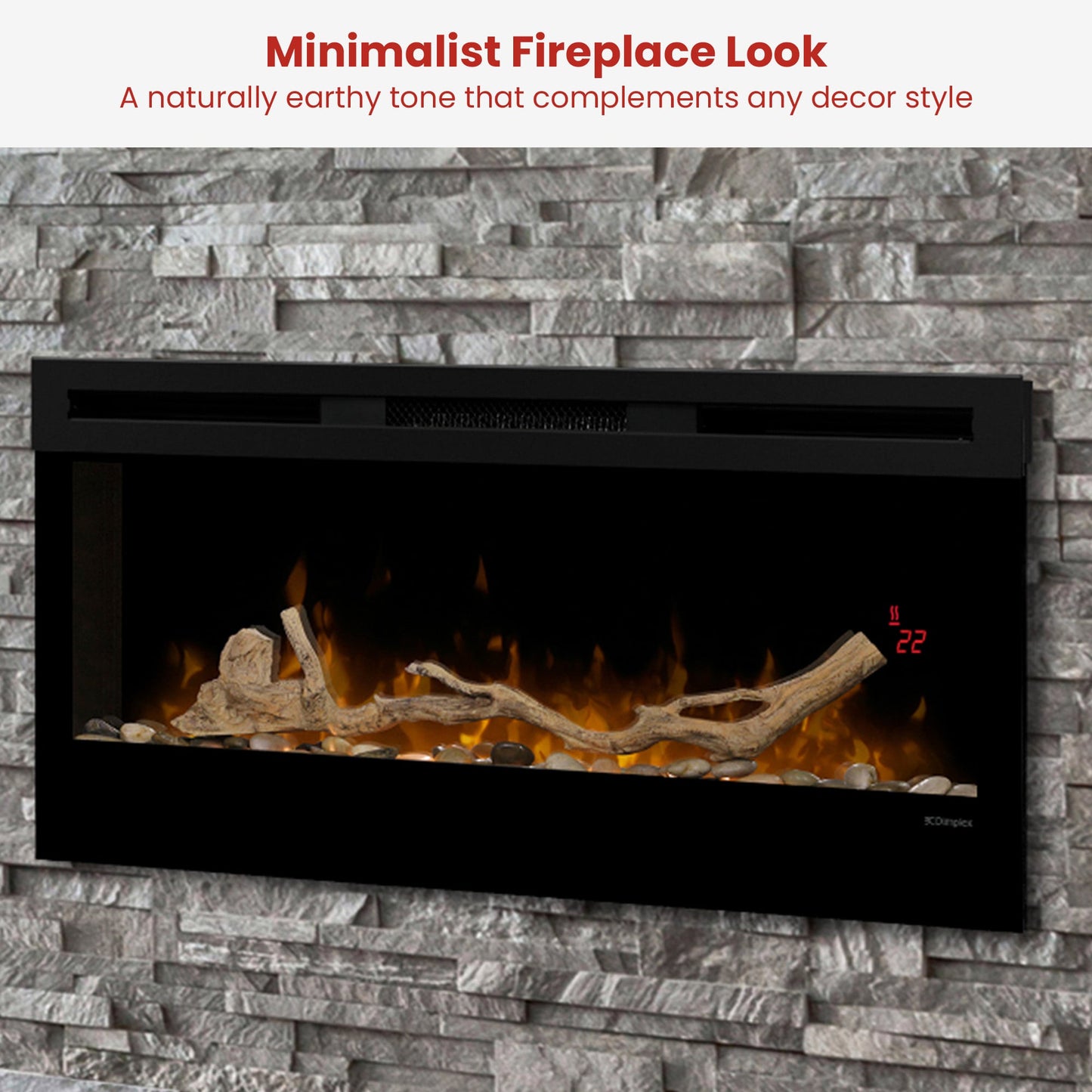 Dimplex 34-inch Linear Fireplace Driftwood and River Rock Accessory Package - Image 5