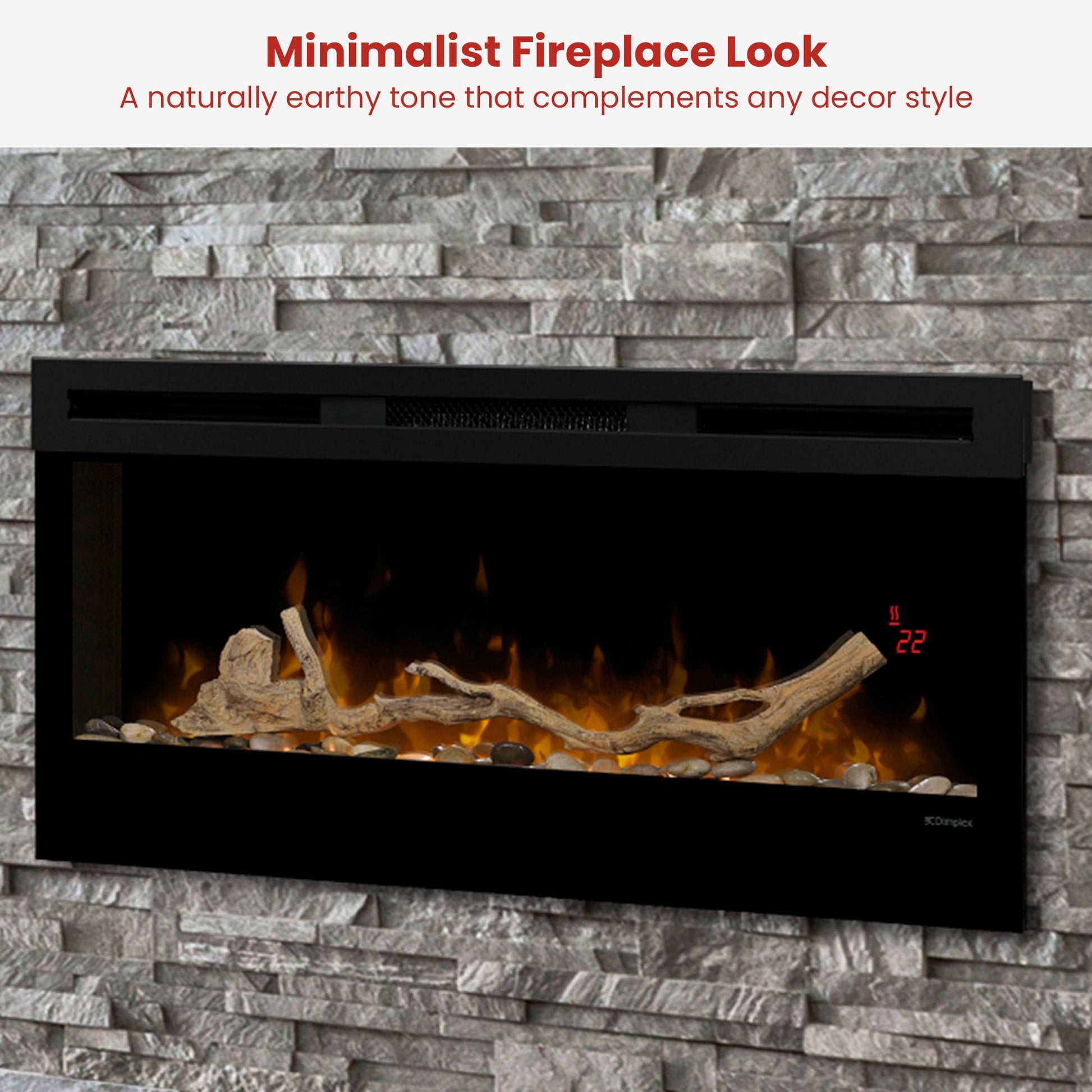 Dimplex 34-inch Linear Fireplace Driftwood and River Rock Accessory Package - Image 5