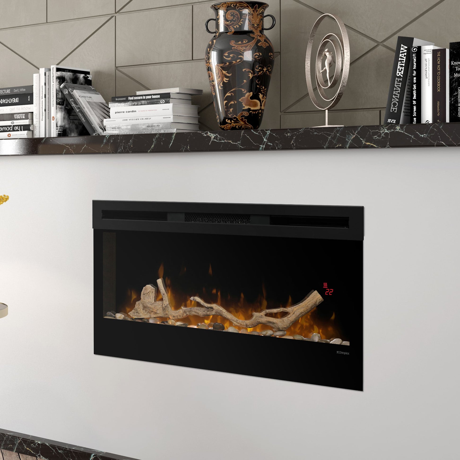 Dimplex 34-inch Linear Fireplace Driftwood and River Rock Accessory Package - Image 9