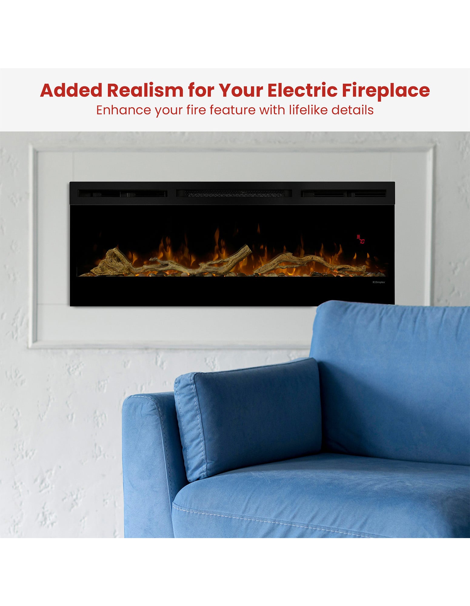 Dimplex 50-inch Linear Fireplace Driftwood and River Rock Accessory Package - Image 6
