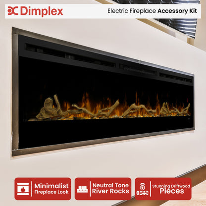 Dimplex 74-inch Linear Fireplace Driftwood and River Rock Accessory Package - Image 2