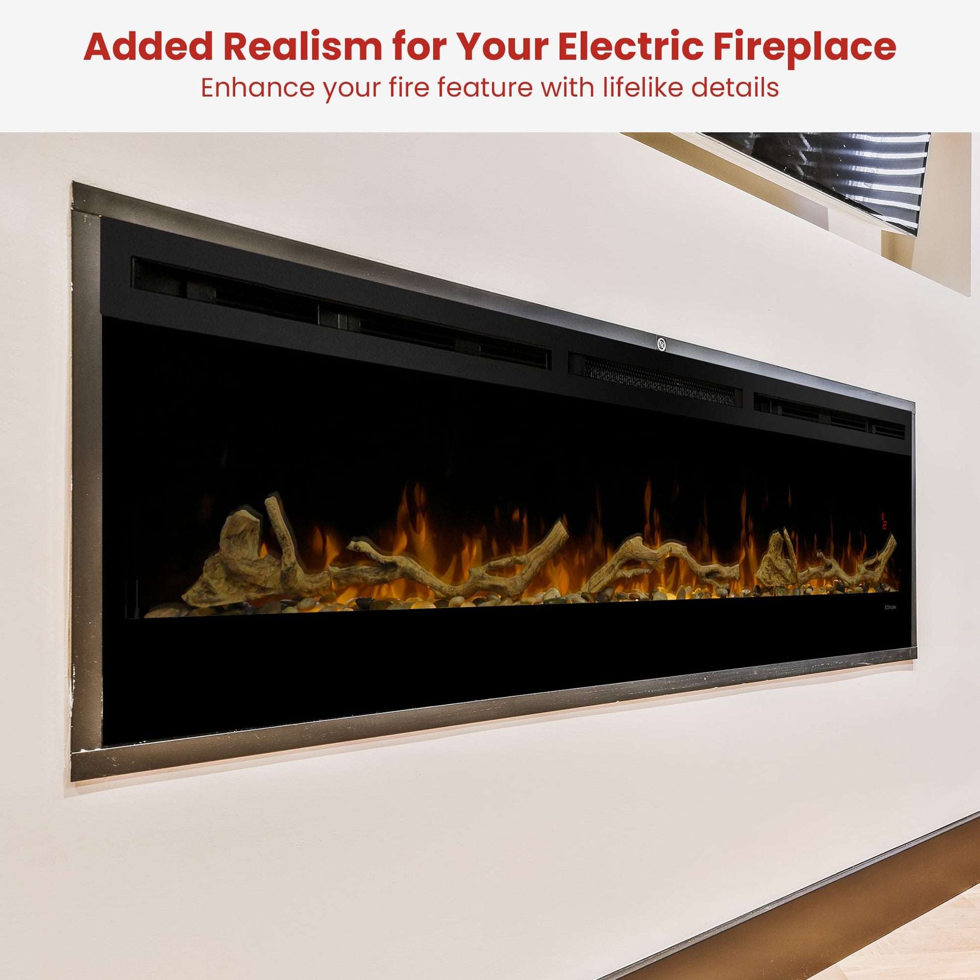 Dimplex 74-inch Linear Fireplace Driftwood and River Rock Accessory Package - Image 6