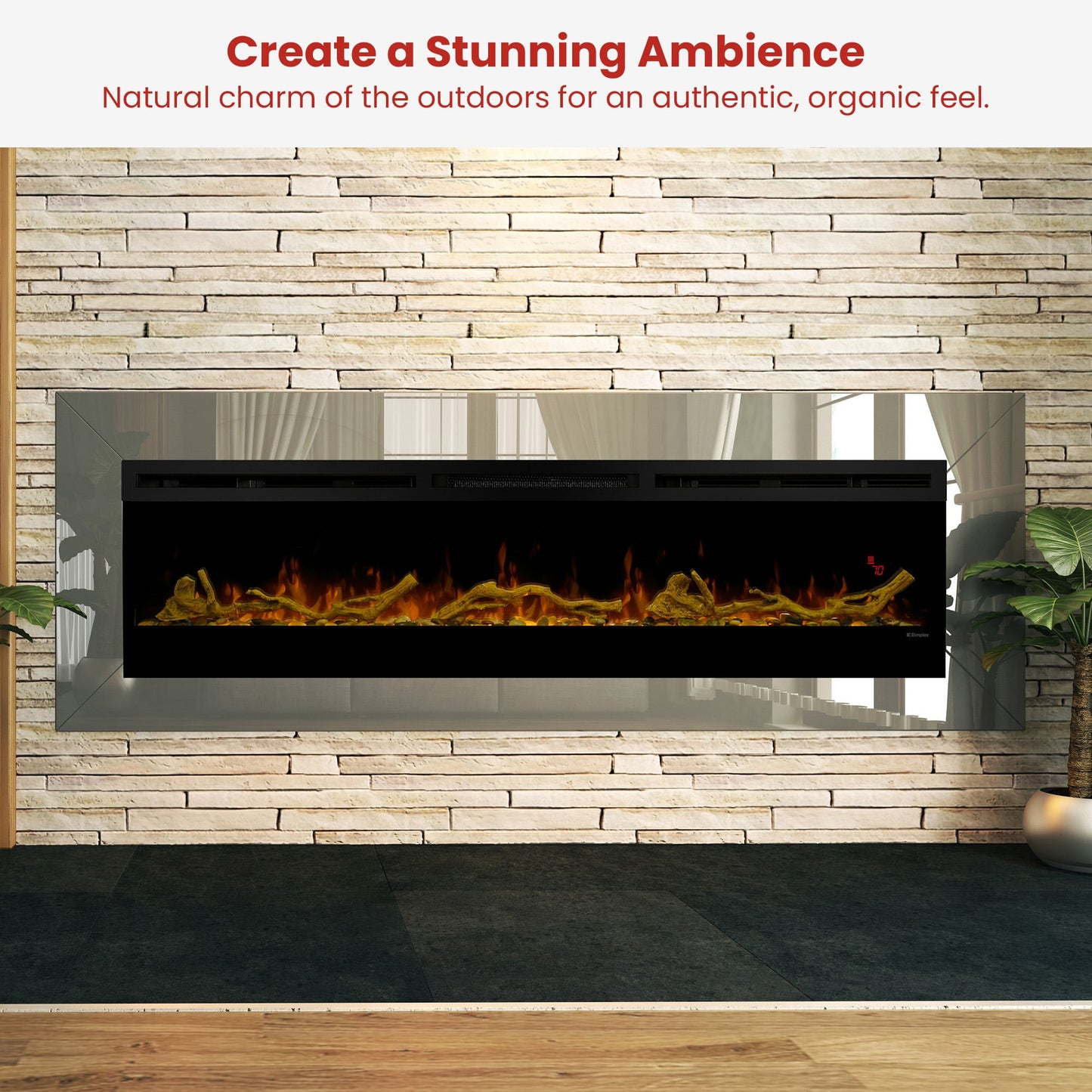Dimplex 74-inch Linear Fireplace Driftwood and River Rock Accessory Package - Image 7