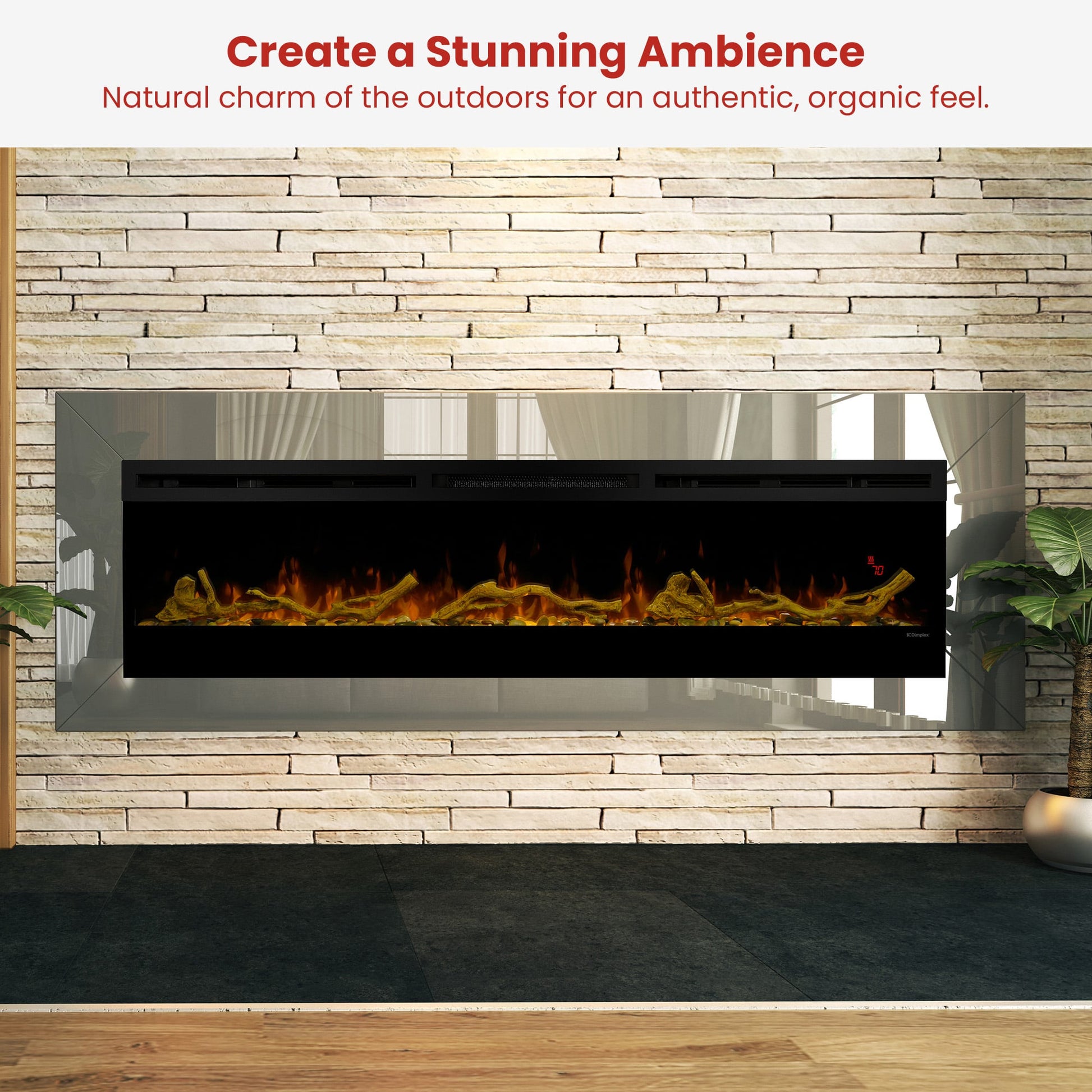 Dimplex 74-inch Linear Fireplace Driftwood and River Rock Accessory Package - Image 7