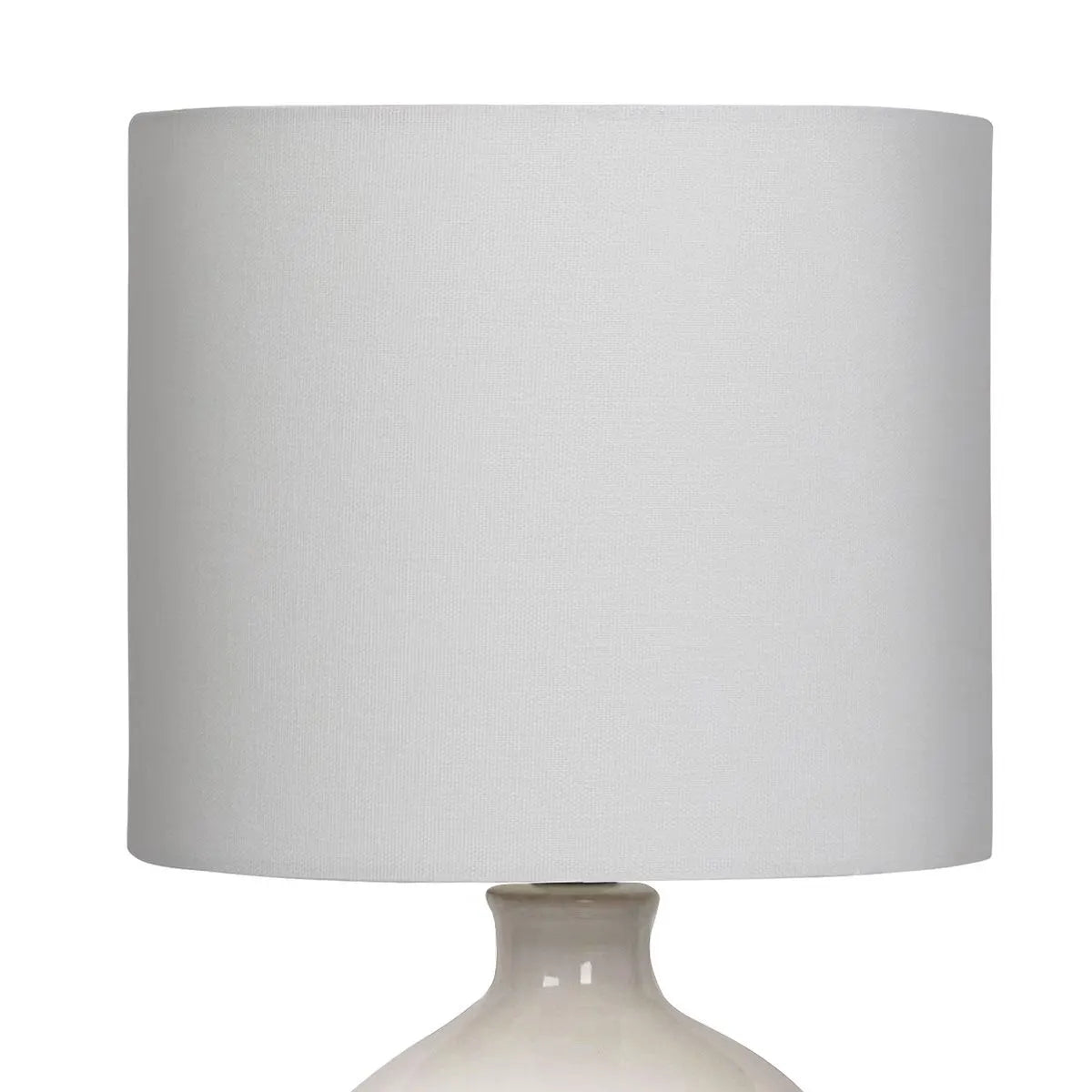 Sarantino Cream Ceramic Table Lamp with White Fabric Shade, Antique Herringbone Patterned Bedside Light - Image 2