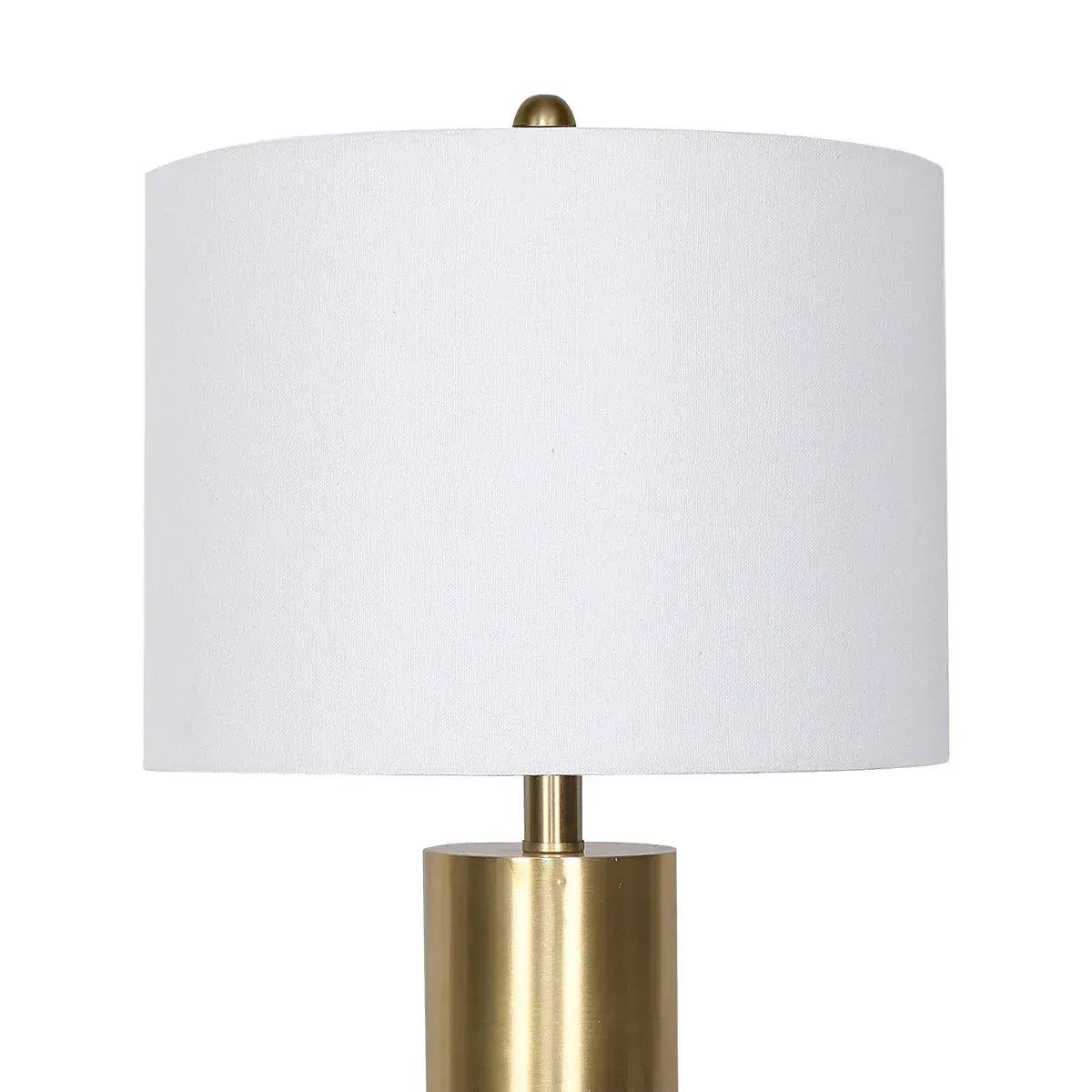 Sarantino Modern Faux Black Marble Table Lamp with Gold Brass Base & White Fabric Drum Shade - Image 3