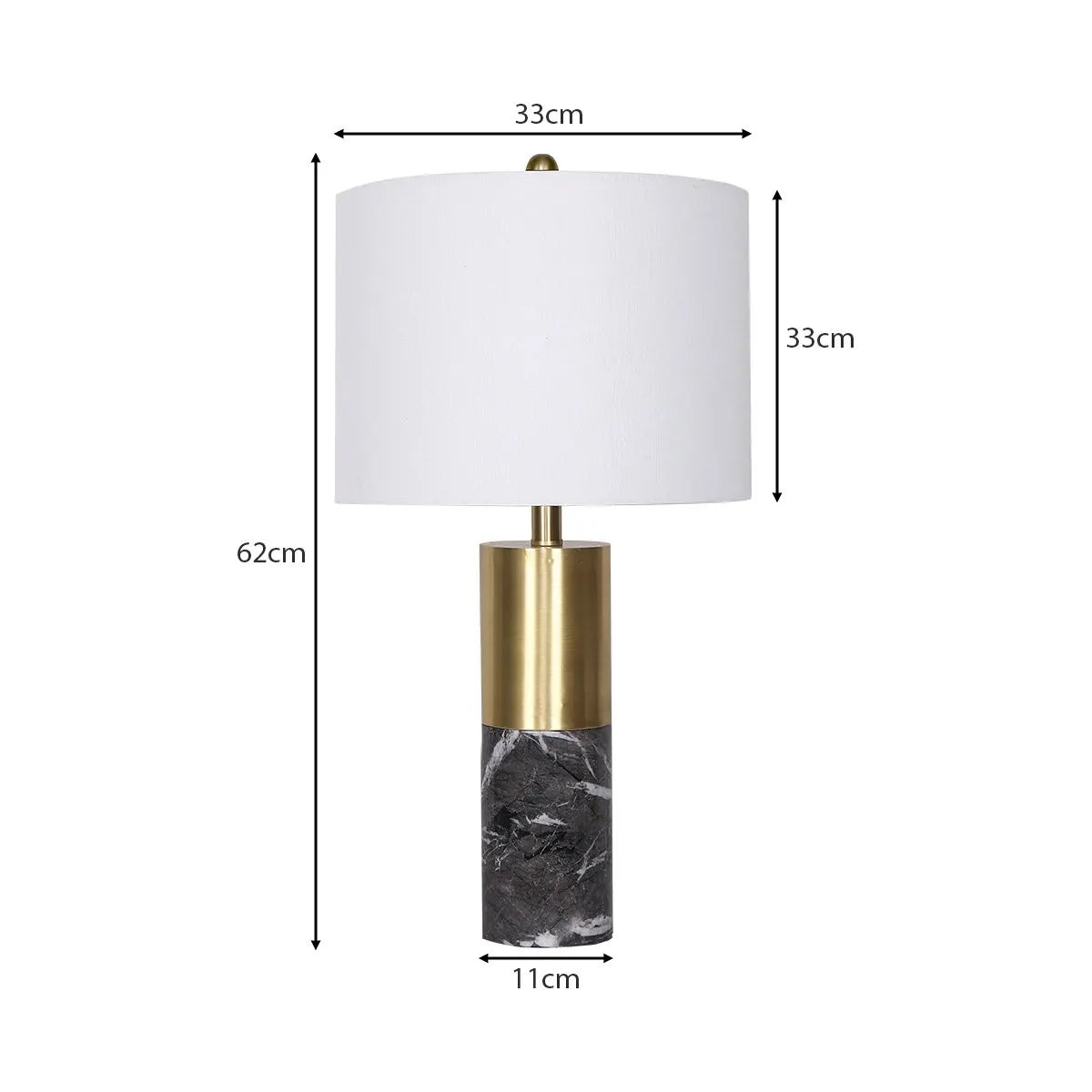 Sarantino Metal and Marble Table Lamp in Black - Image 3