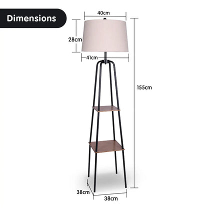 Sarantino Metal Etagere Floor Lamp Shade Metal Shelf in Wood Finish - Image 2