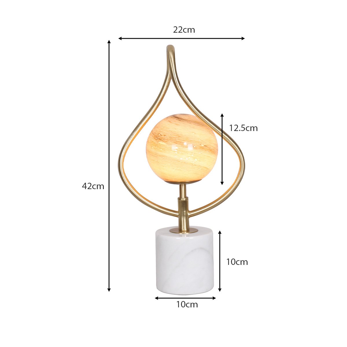Sarantino Sculptural Orange Glass Table Lamp With White Marble Base - Image 2