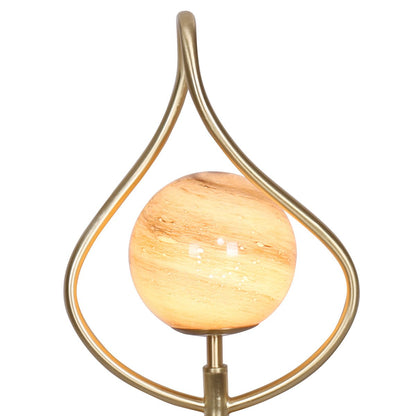 Sarantino Sculptural Orange Glass Table Lamp With White Marble Base - Image 3