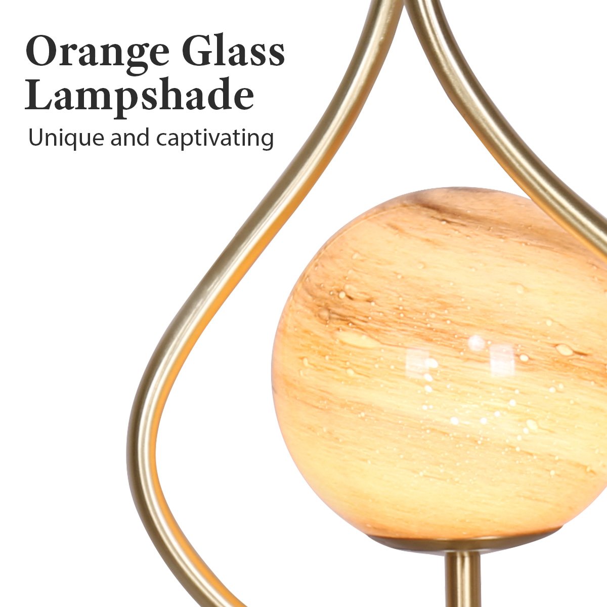Sarantino Sculptural Orange Glass Table Lamp With White Marble Base - Image 6