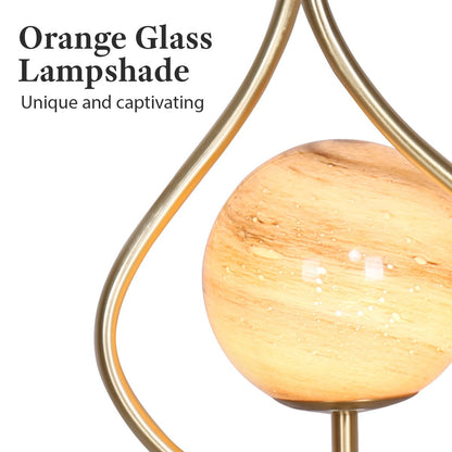 Sarantino Sculptural Orange Glass Table Lamp With White Marble Base - Image 6