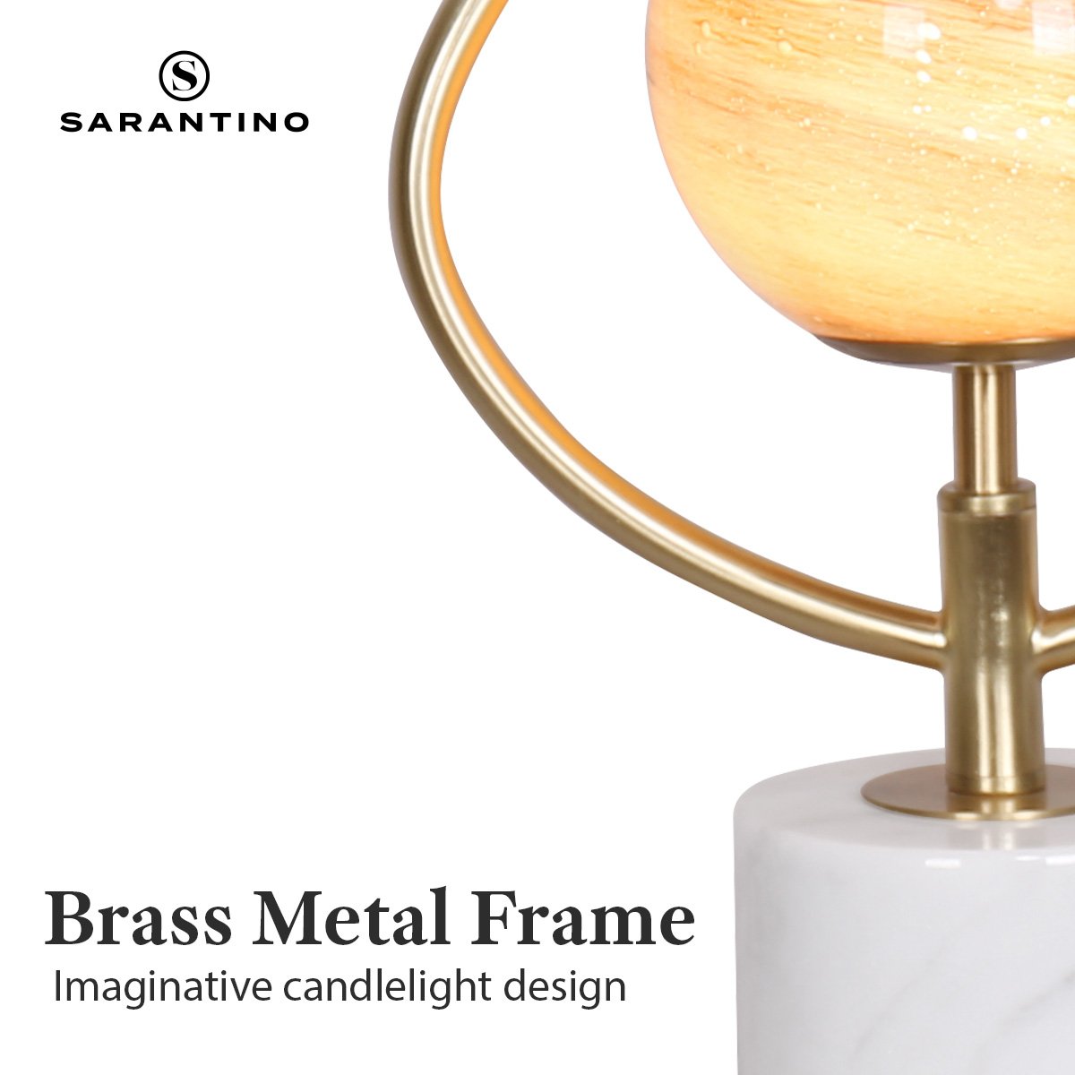 Sarantino Sculptural Orange Glass Table Lamp With White Marble Base - Image 7