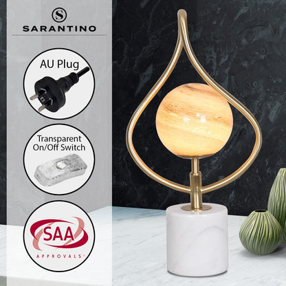 Sarantino Sculptural Orange Glass Table Lamp With White Marble Base - Image 8