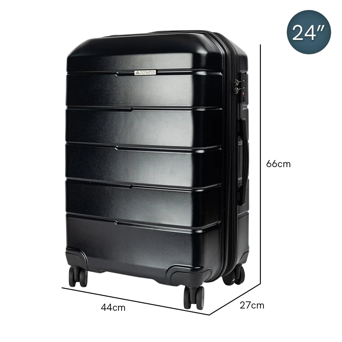 Olympus Artemis 24in Hard Shell Suitcase ABS+PC  Jet Black - Image 2