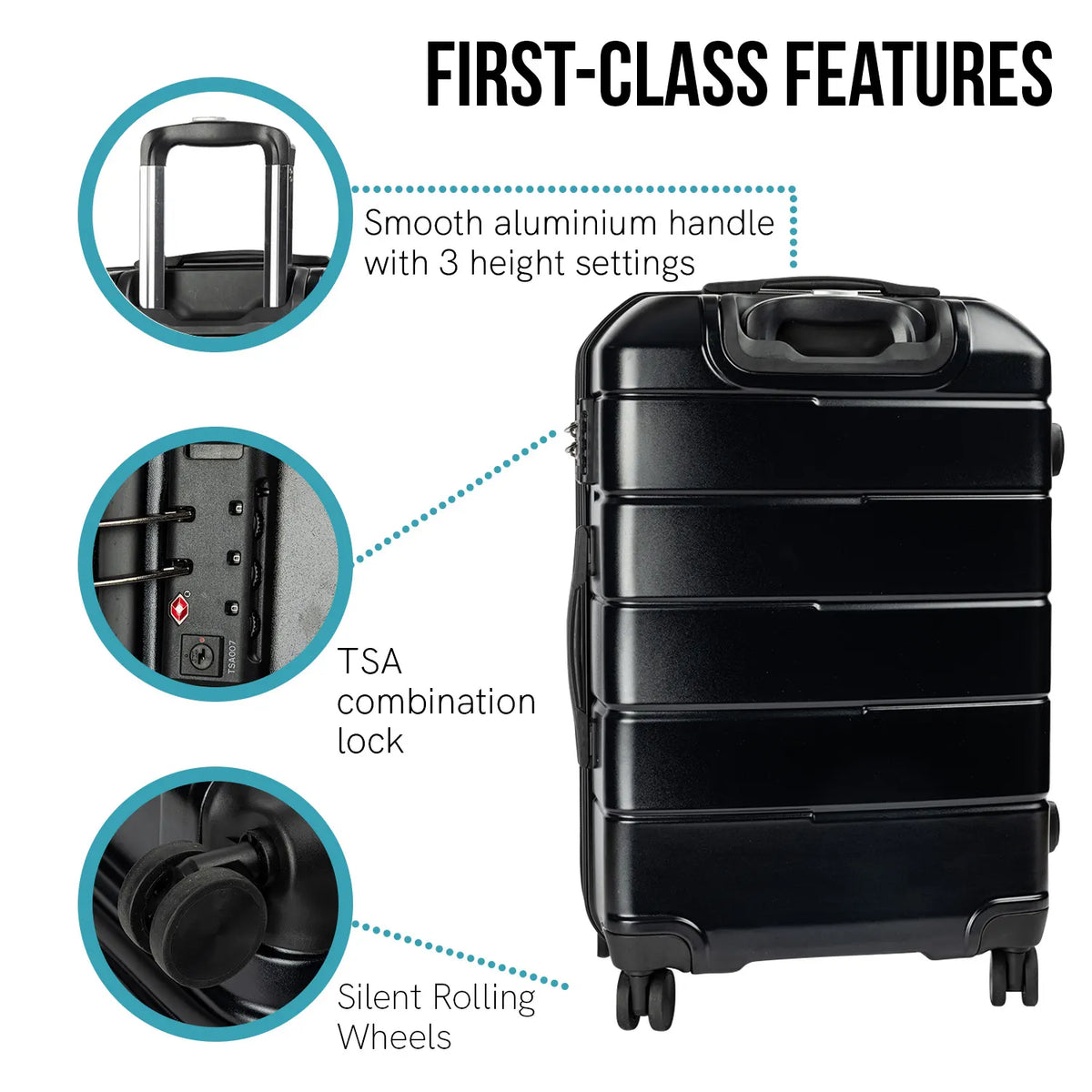 Olympus Artemis 24in Hard Shell Suitcase ABS+PC  Jet Black - Image 5
