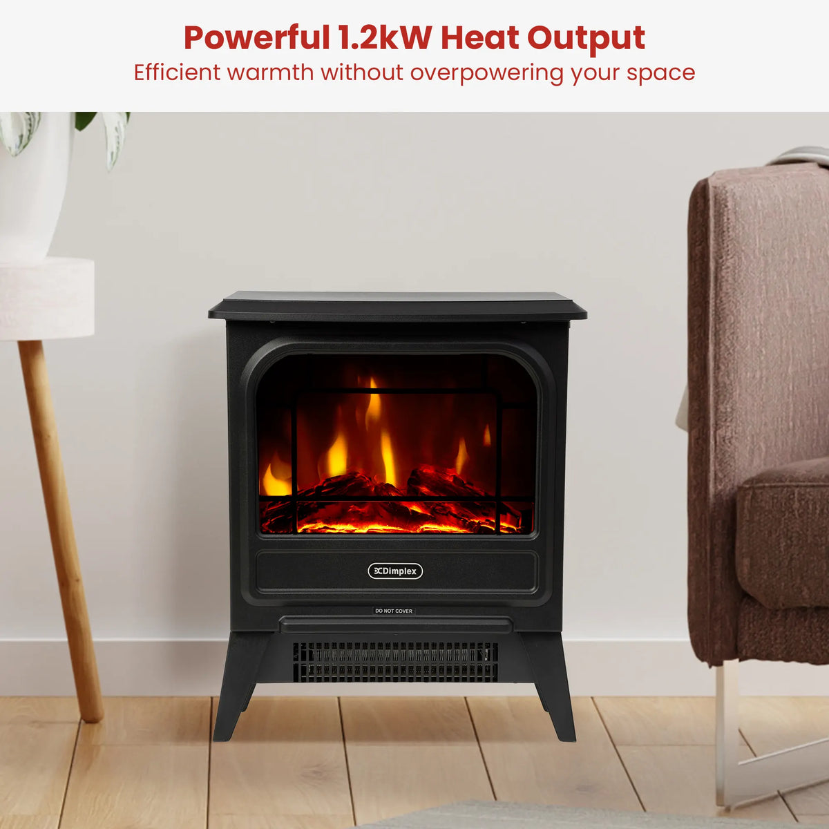 Dimplex MicroStove 1.2kW Portable Electric Fire Stove Heater, Optiflame Coal Effect, Freestanding Cast Iron Black - Image 7