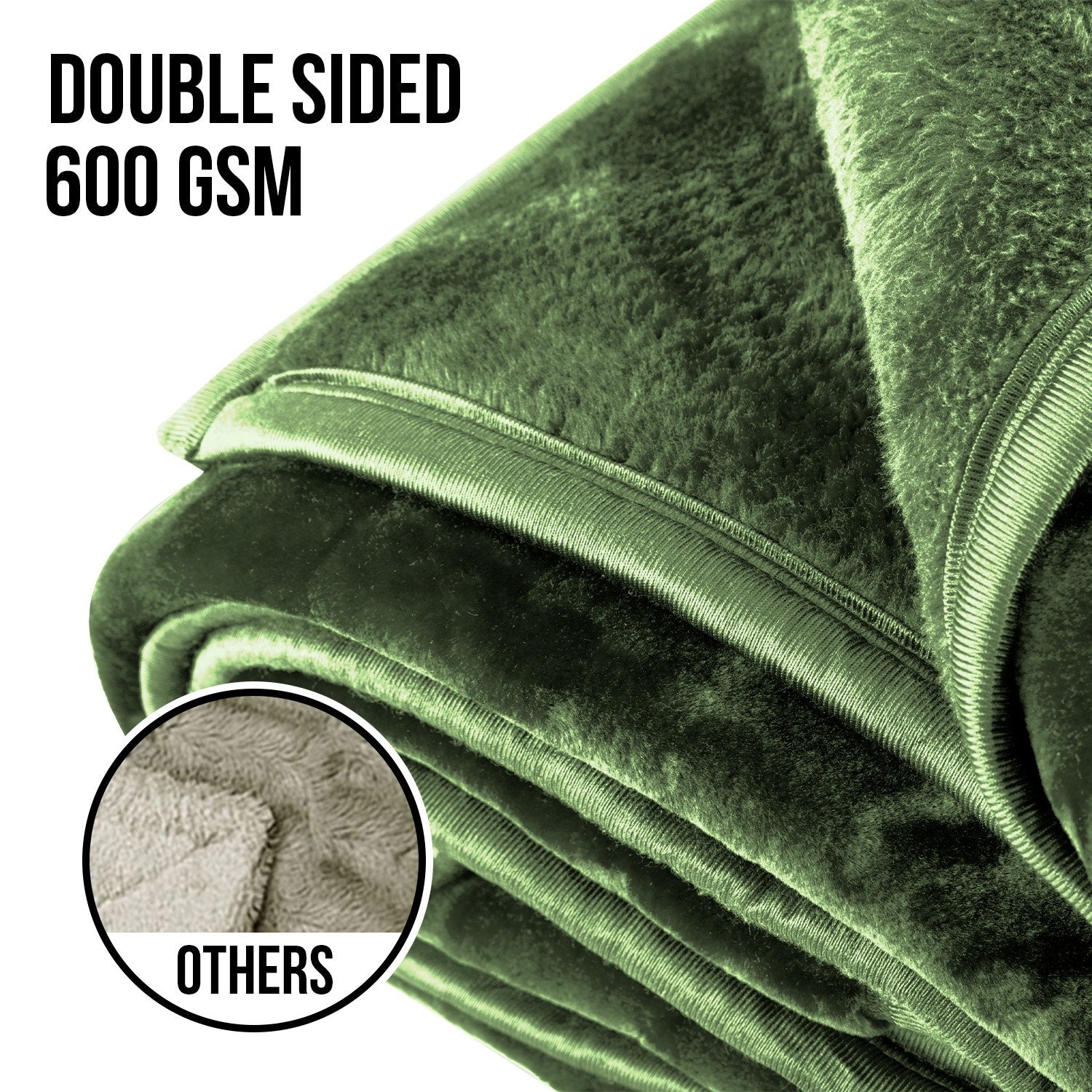 Laura Hill 600gsm Faux Mink Blanket Queen Size Double-sided Throw Rug Large Super Luxurious Soft - Green - Image 6
