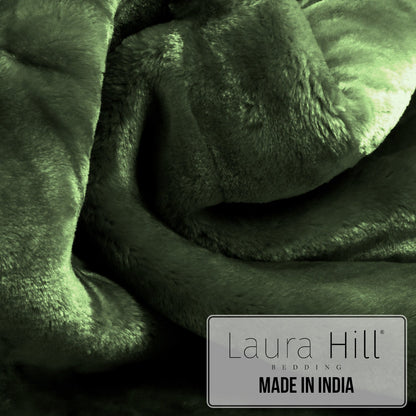 Laura Hill 600gsm Faux Mink Blanket Queen Size Double-sided Throw Rug Large Super Luxurious Soft - Green - Image 8