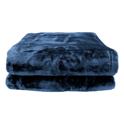 Laura Hill 600gsm Faux Mink Blanket Queen Size Double-sided Throw Rug Large Super Luxurious Soft - Blue - Image 3