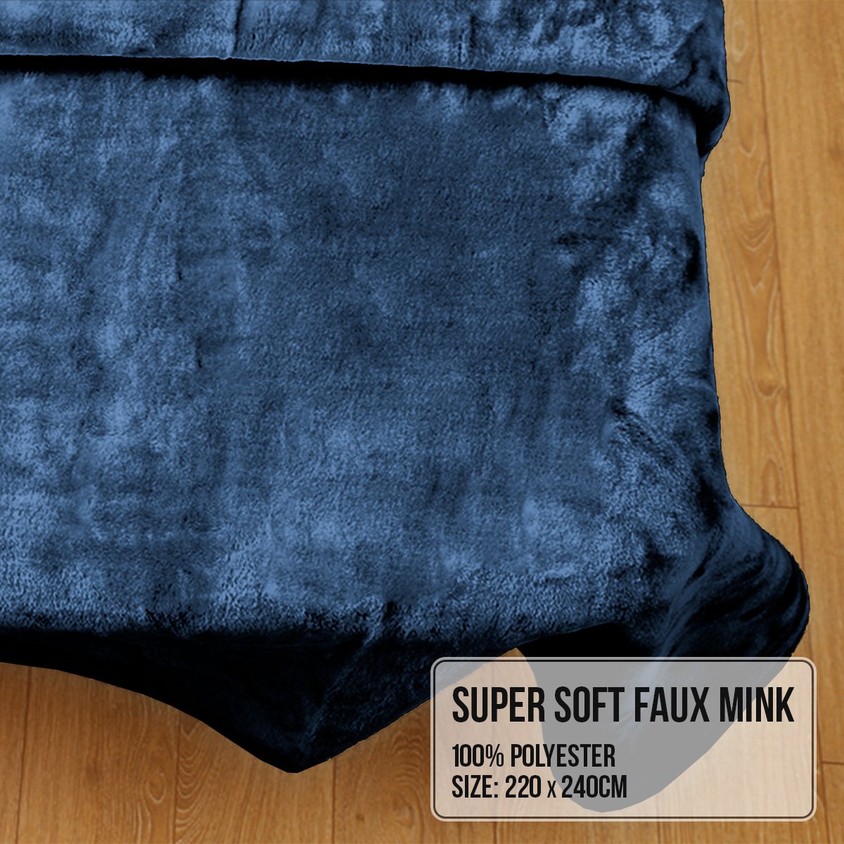 Laura Hill 600gsm Faux Mink Blanket Queen Size Double-sided Throw Rug Large Super Luxurious Soft - Blue - Image 4