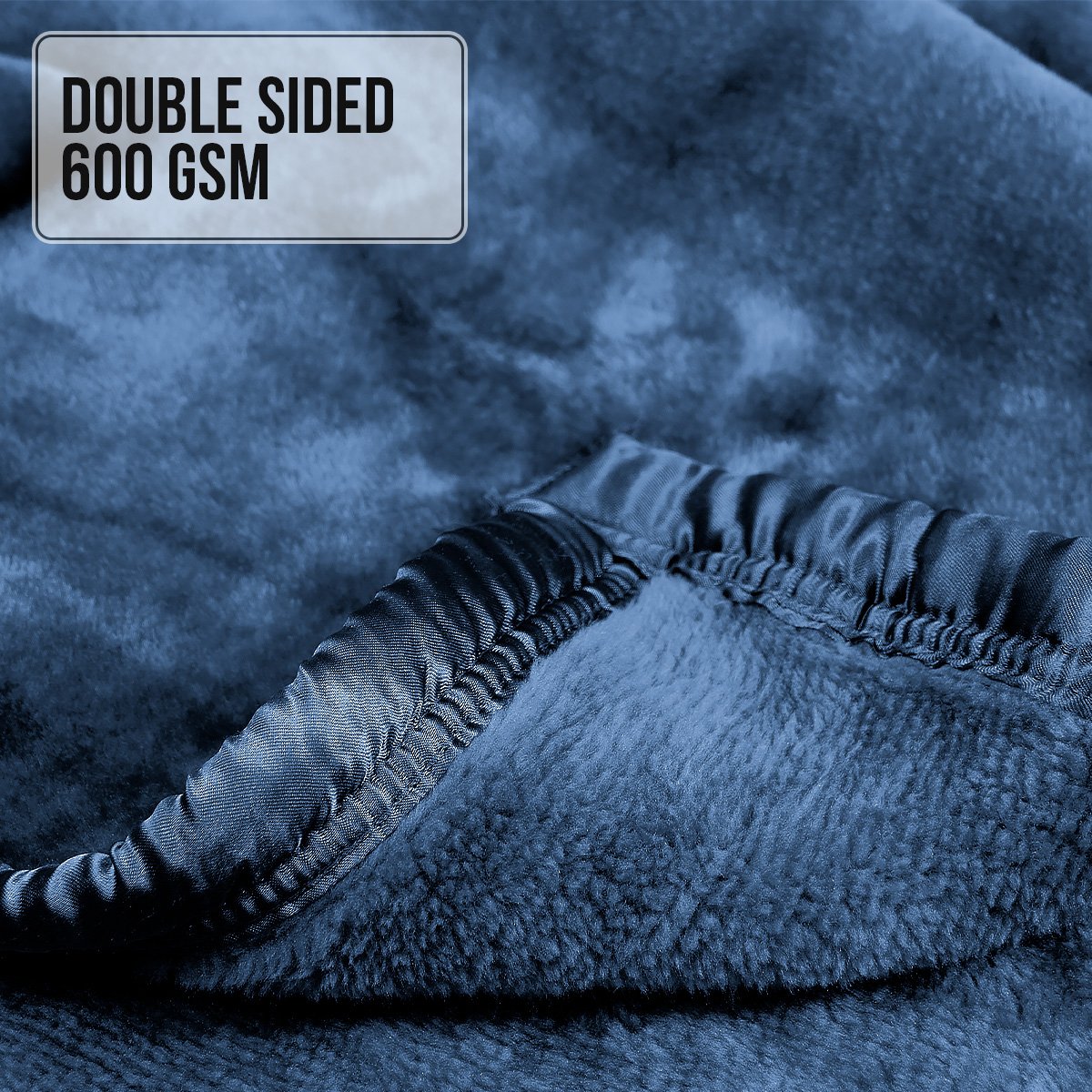 Laura Hill 600gsm Faux Mink Blanket Queen Size Double-sided Throw Rug Large Super Luxurious Soft - Blue - Image 5