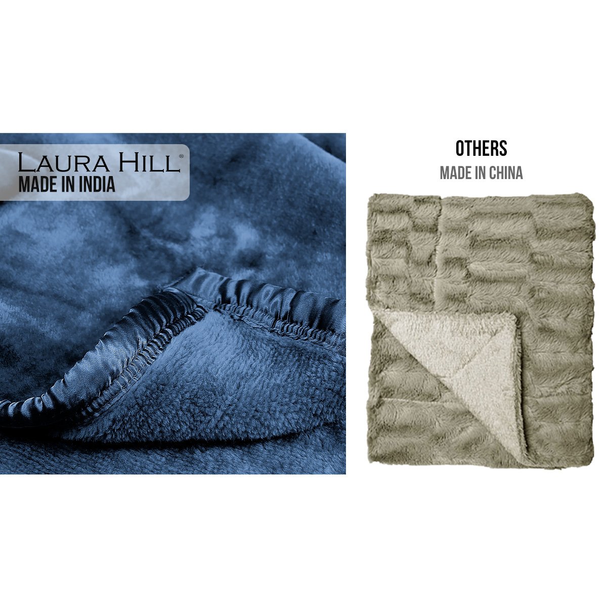 Laura Hill 600gsm Faux Mink Blanket Queen Size Double-sided Throw Rug Large Super Luxurious Soft - Blue - Image 6