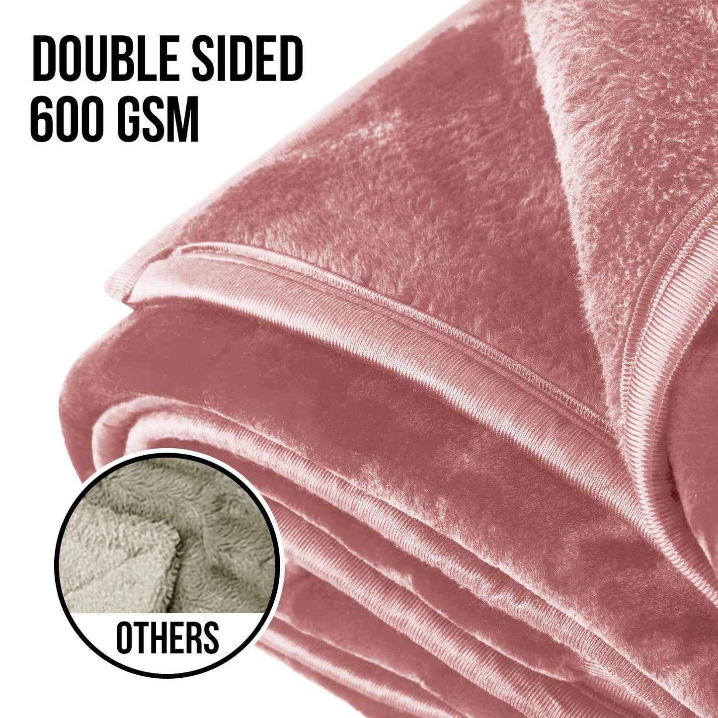 Laura Hill Mink Blanket Queen Size Double-sided Soft Plush Bed Faux Throw Rug 220 X 240cm (pink) - Image 3