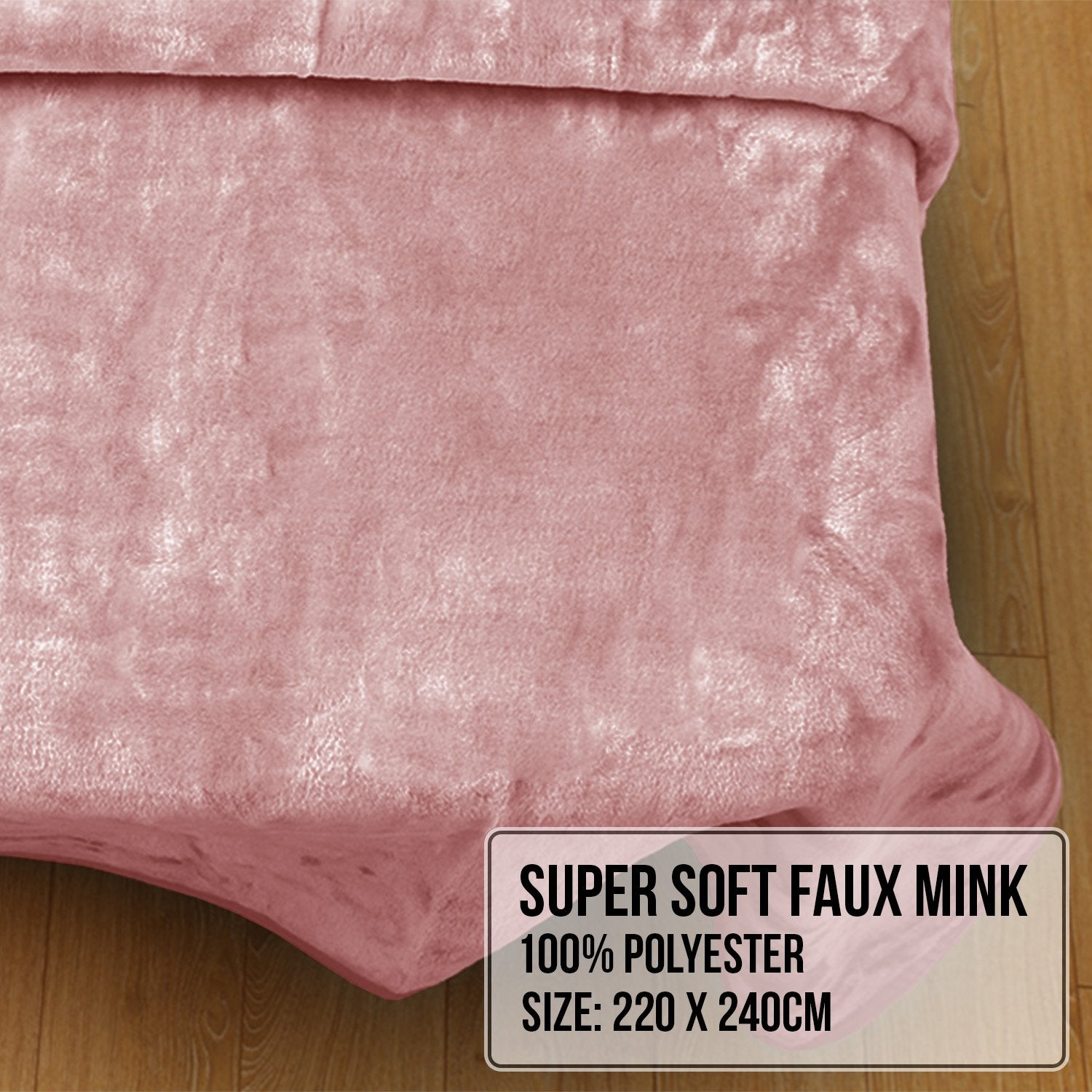 Laura Hill Mink Blanket Queen Size Double-sided Soft Plush Bed Faux Throw Rug 220 X 240cm (pink) - Image 6