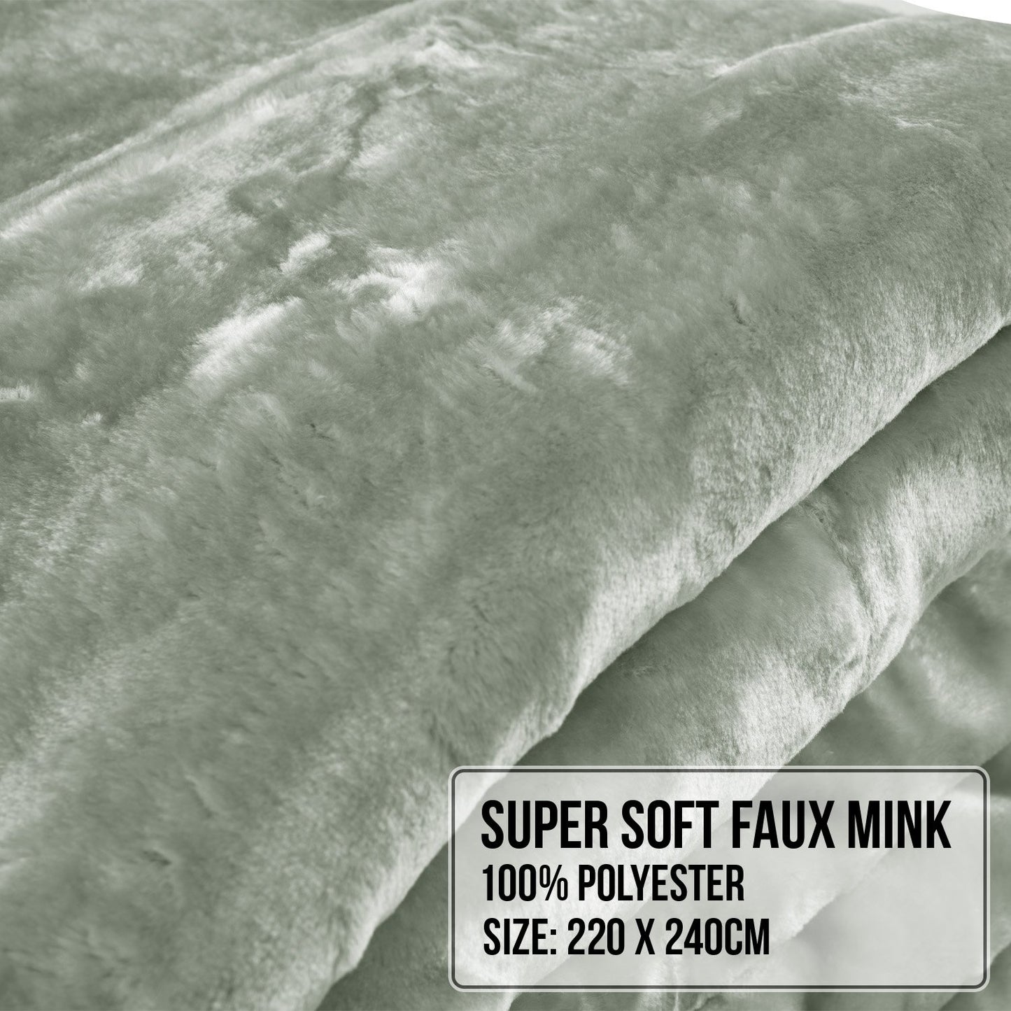 Laura Hill 600-GSM Mink Blanket Queen Size Double-Sided Soft Plush Bed Faux Throw Rug 220 X 240cm Sage - Image 7