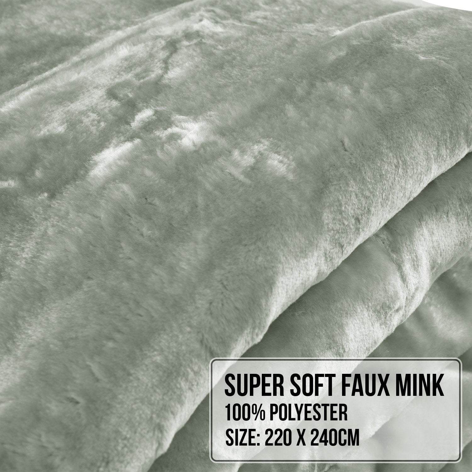 Laura Hill 600-GSM Mink Blanket Queen Size Double-Sided Soft Plush Bed Faux Throw Rug 220 X 240cm Sage - Image 7