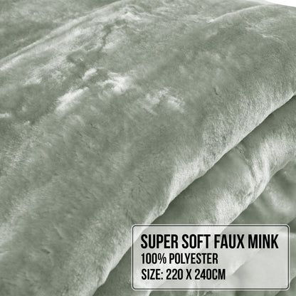 Laura Hill 600-GSM Mink Blanket Queen Size Double-Sided Soft Plush Bed Faux Throw Rug 220 X 240cm Sage - Image 7