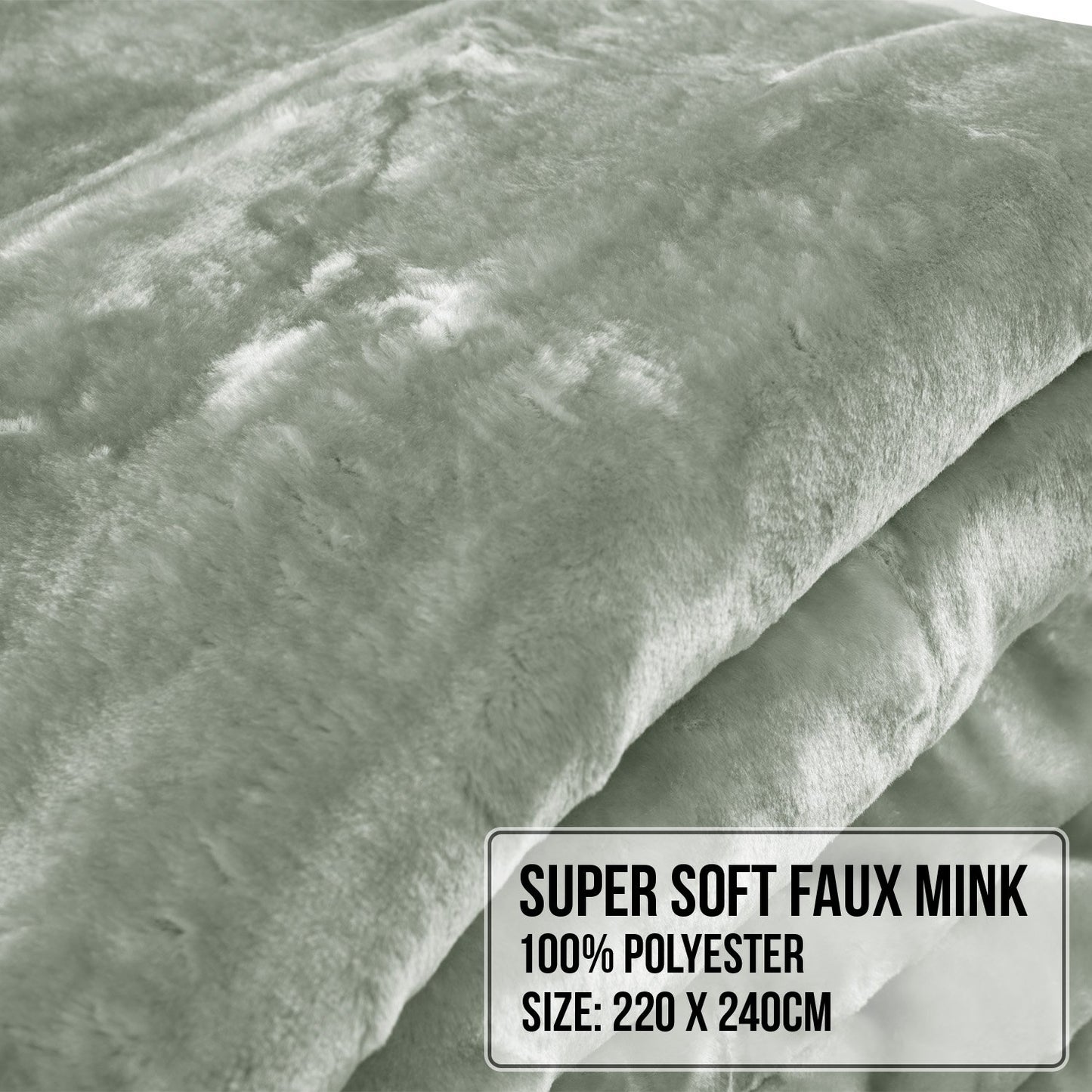 Laura Hill 800-GSM Mink Blanket Queen Size Double-Sided Soft Plush Bed Faux Throw Rug 220 X 240cm Heavy Sage - Image 6