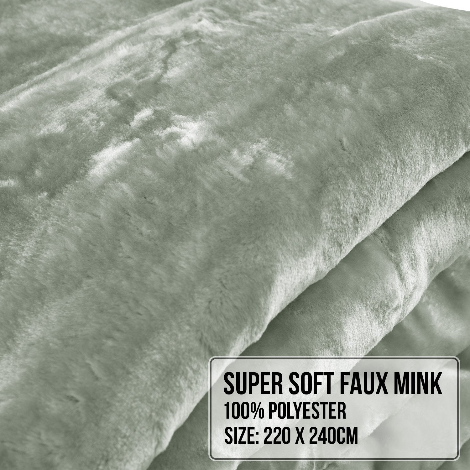 Laura Hill 800-GSM Mink Blanket Queen Size Double-Sided Soft Plush Bed Faux Throw Rug 220 X 240cm Heavy Sage - Image 6