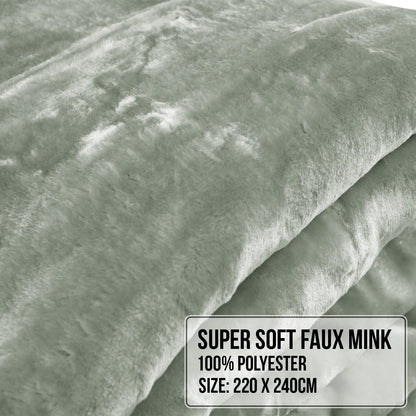 Laura Hill 800-GSM Mink Blanket Queen Size Double-Sided Soft Plush Bed Faux Throw Rug 220 X 240cm Heavy Sage - Image 6