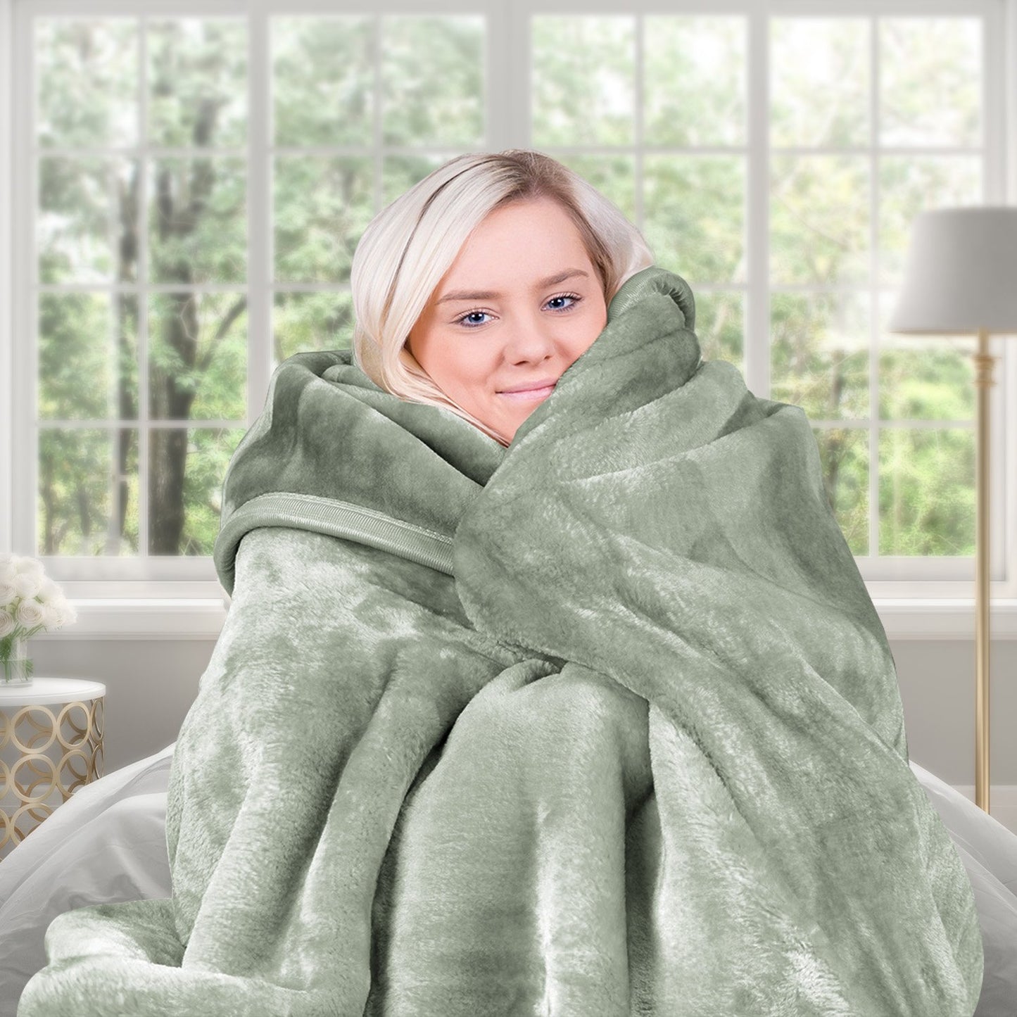 Laura Hill 800-GSM Mink Blanket Queen Size Double-Sided Soft Plush Bed Faux Throw Rug 220 X 240cm Heavy Sage - Image 7