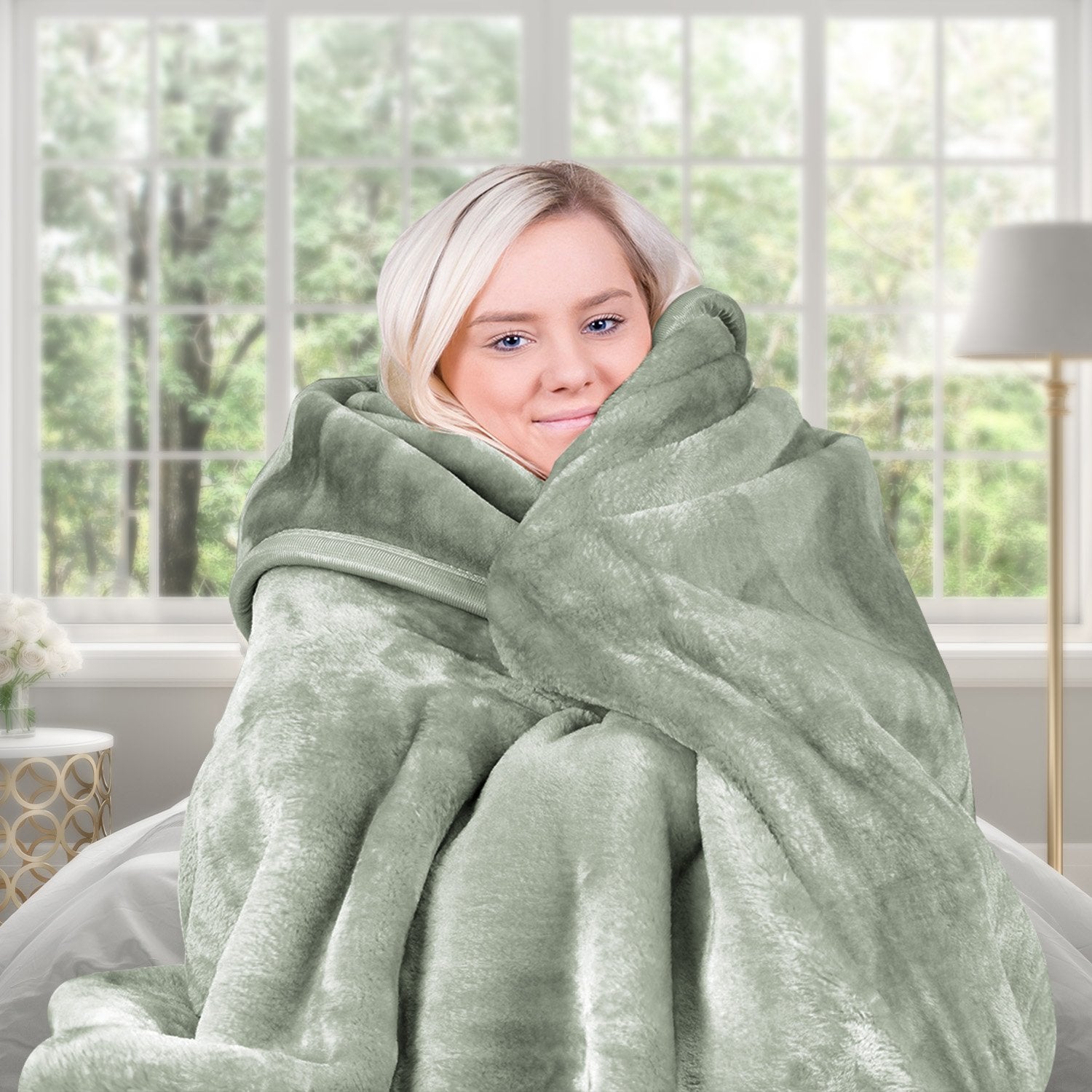 Laura Hill 800-GSM Mink Blanket Queen Size Double-Sided Soft Plush Bed Faux Throw Rug 220 X 240cm Heavy Sage - Image 7