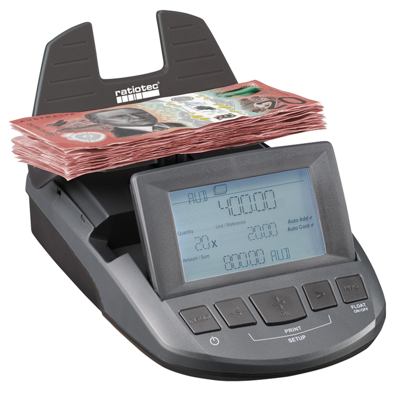 Ratiotec Digital Coin Note Money Counter Currency Scales Australian Notes Portable - Made In Germany - Image 4