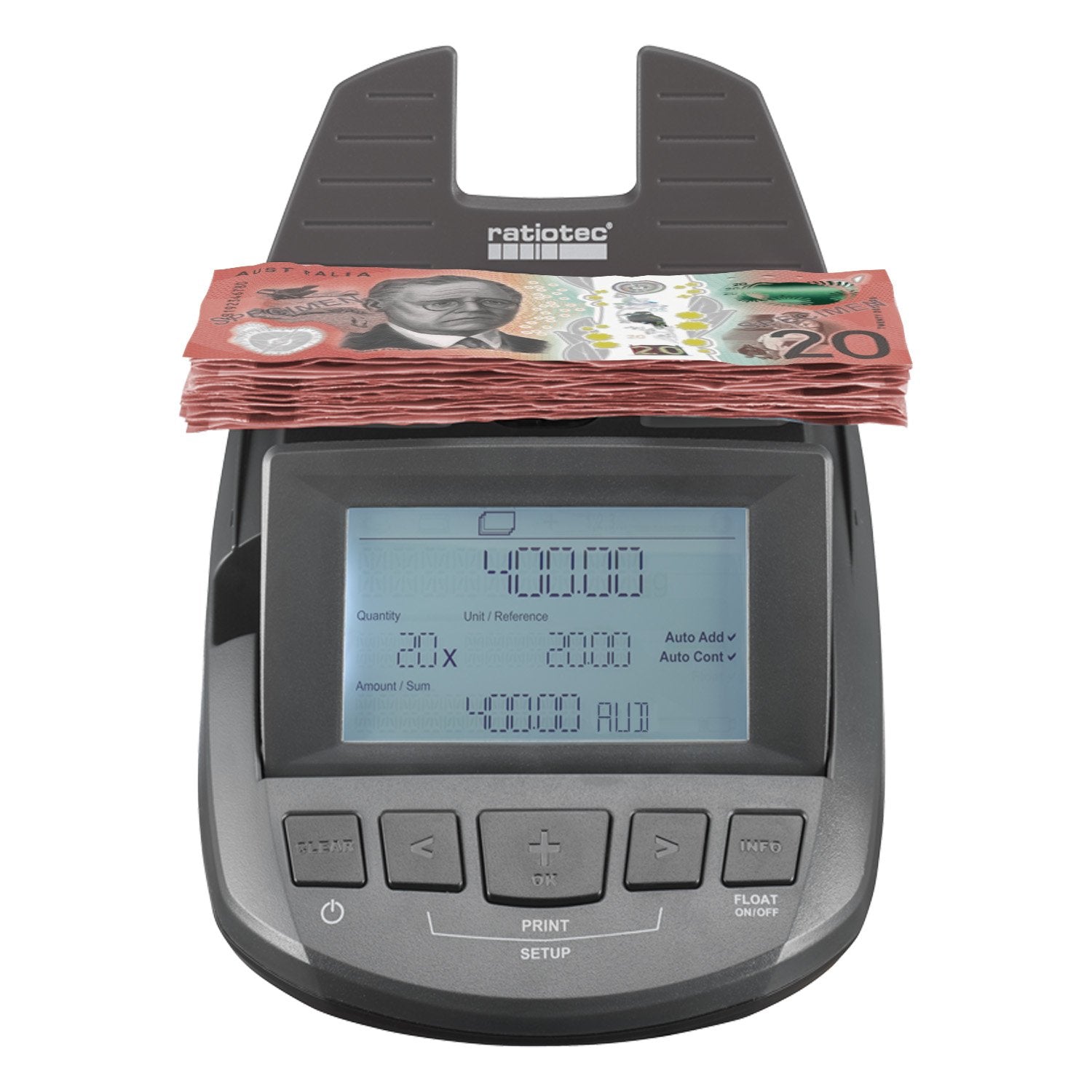 Ratiotec Digital Coin Note Money Counter Currency Scales Australian Notes Portable - Made In Germany - Image 5