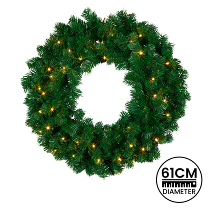Christabelle 61cm Chadwick Christmas Wreath with LED Lights Front Door Decoration Ornament - Image 5