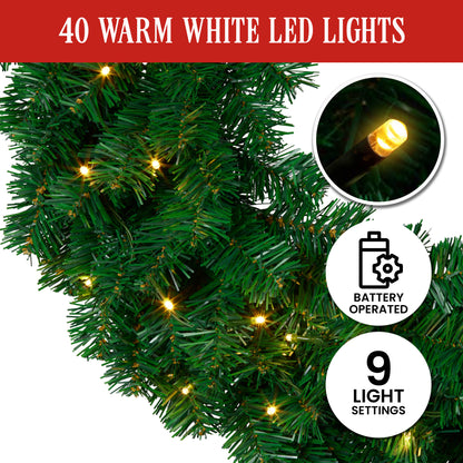 Christabelle 61cm Chadwick Christmas Wreath with LED Lights Front Door Decoration Ornament - Image 6