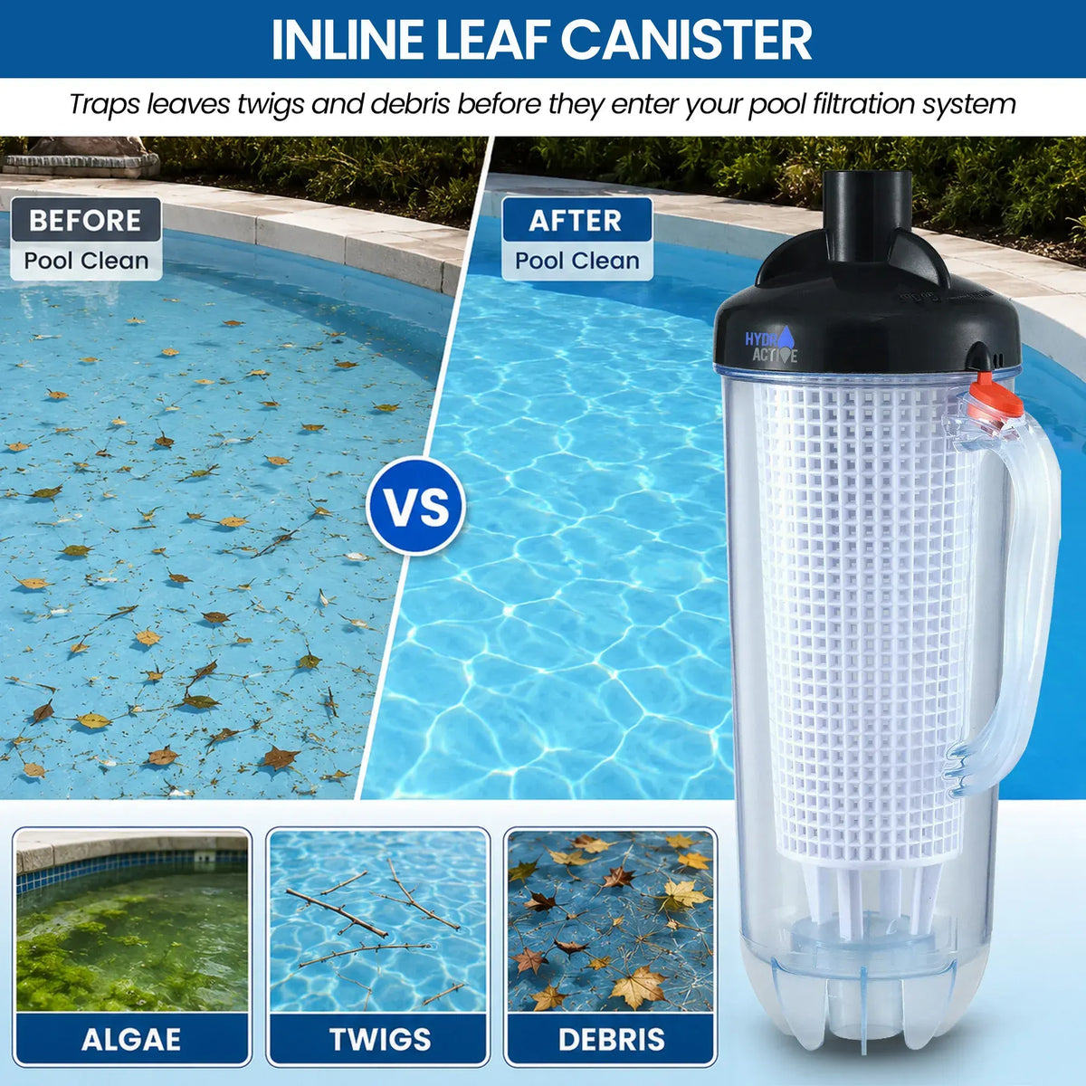 HydroActive Pool Leaf Canister Inline Debris Catcher for Suction Pool Cleaners - Image 5